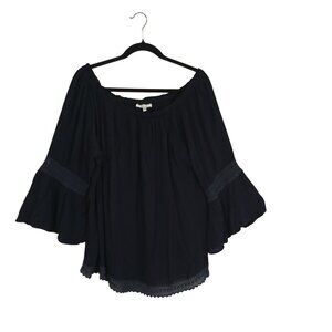 MPH Collection Blouse Boho Off-Shoulder Bell Sleeve 3X Plus Size Lace Trim Women